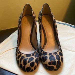 Gently worn Tory Burch leopard wedges